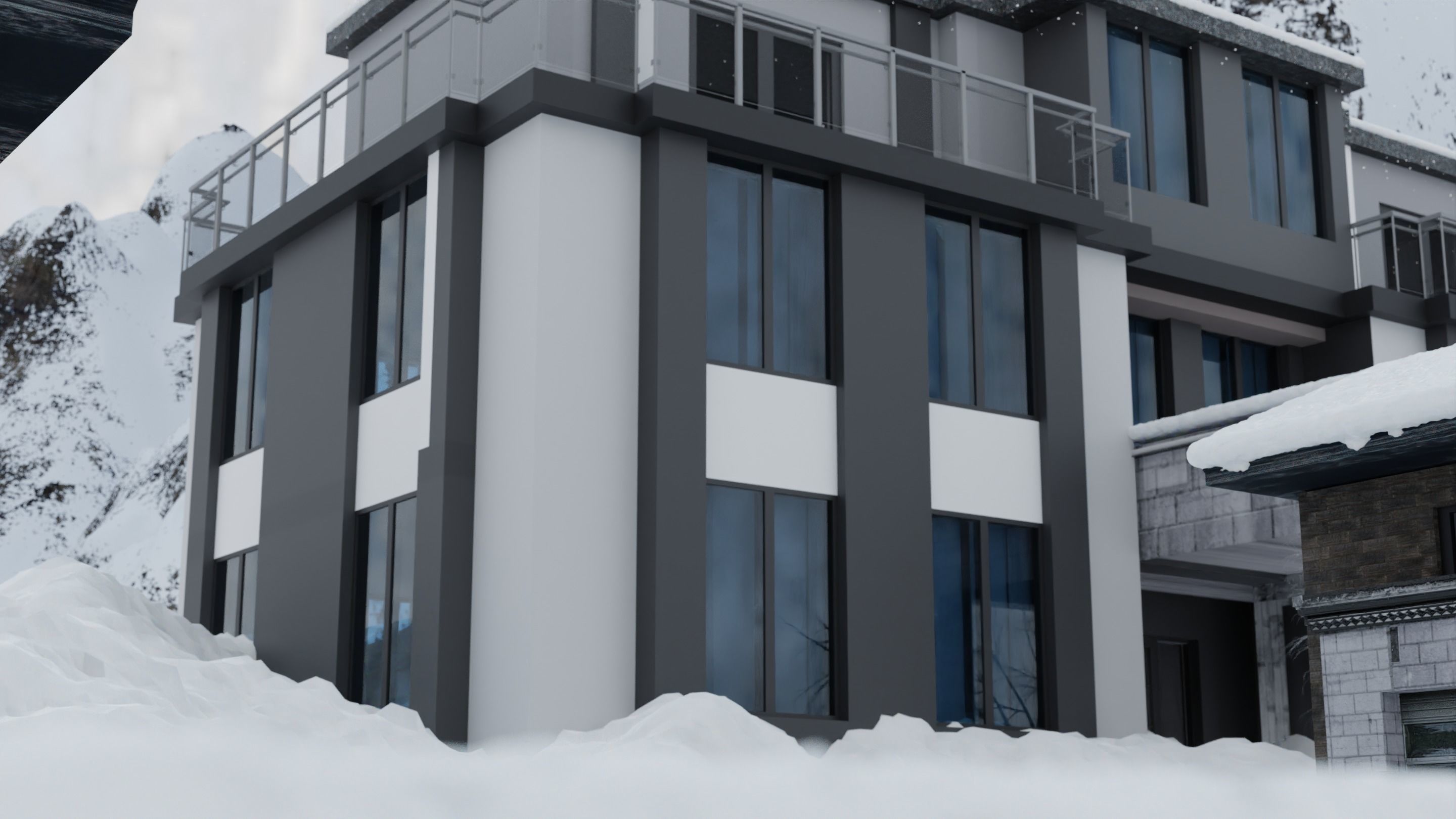 Automotive Snow Render Scene 3D Blender File Textured 3D model_11