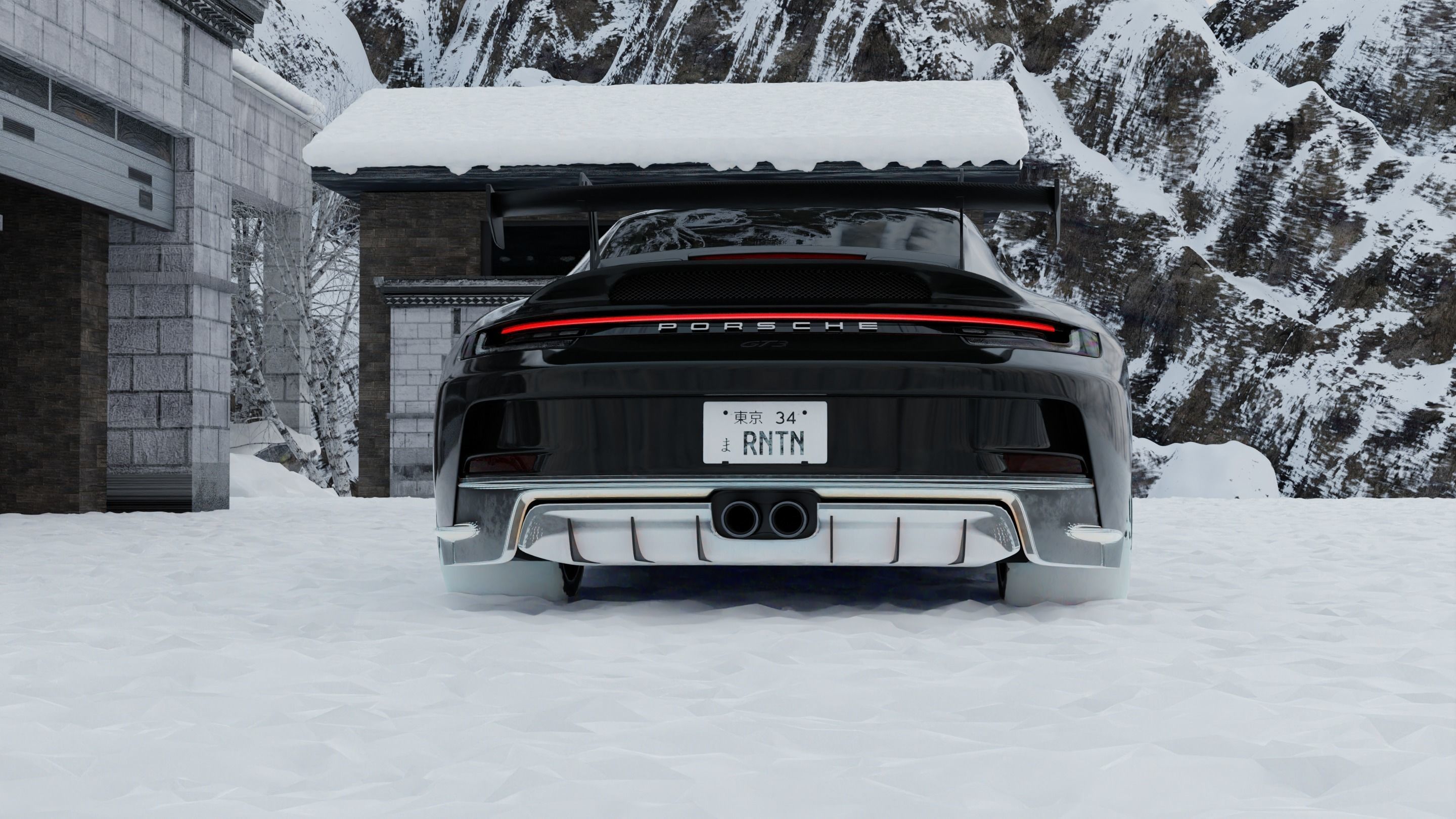 Automotive Snow Render Scene 3D Blender File Textured 3D model_8