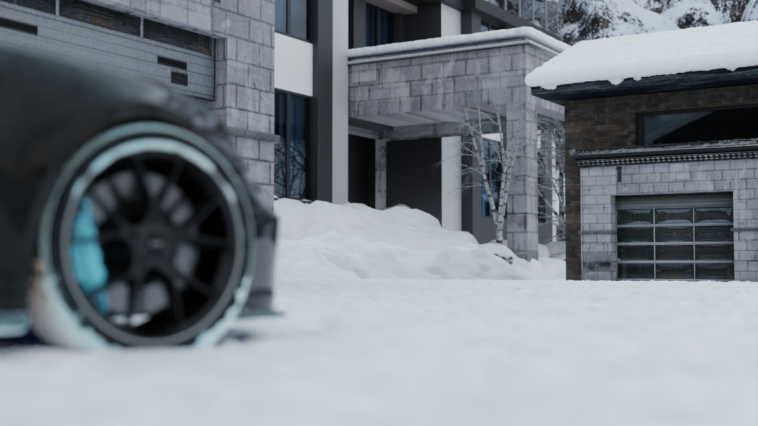 Automotive Snow Render Scene 3D Blender File Textured 3D model_9