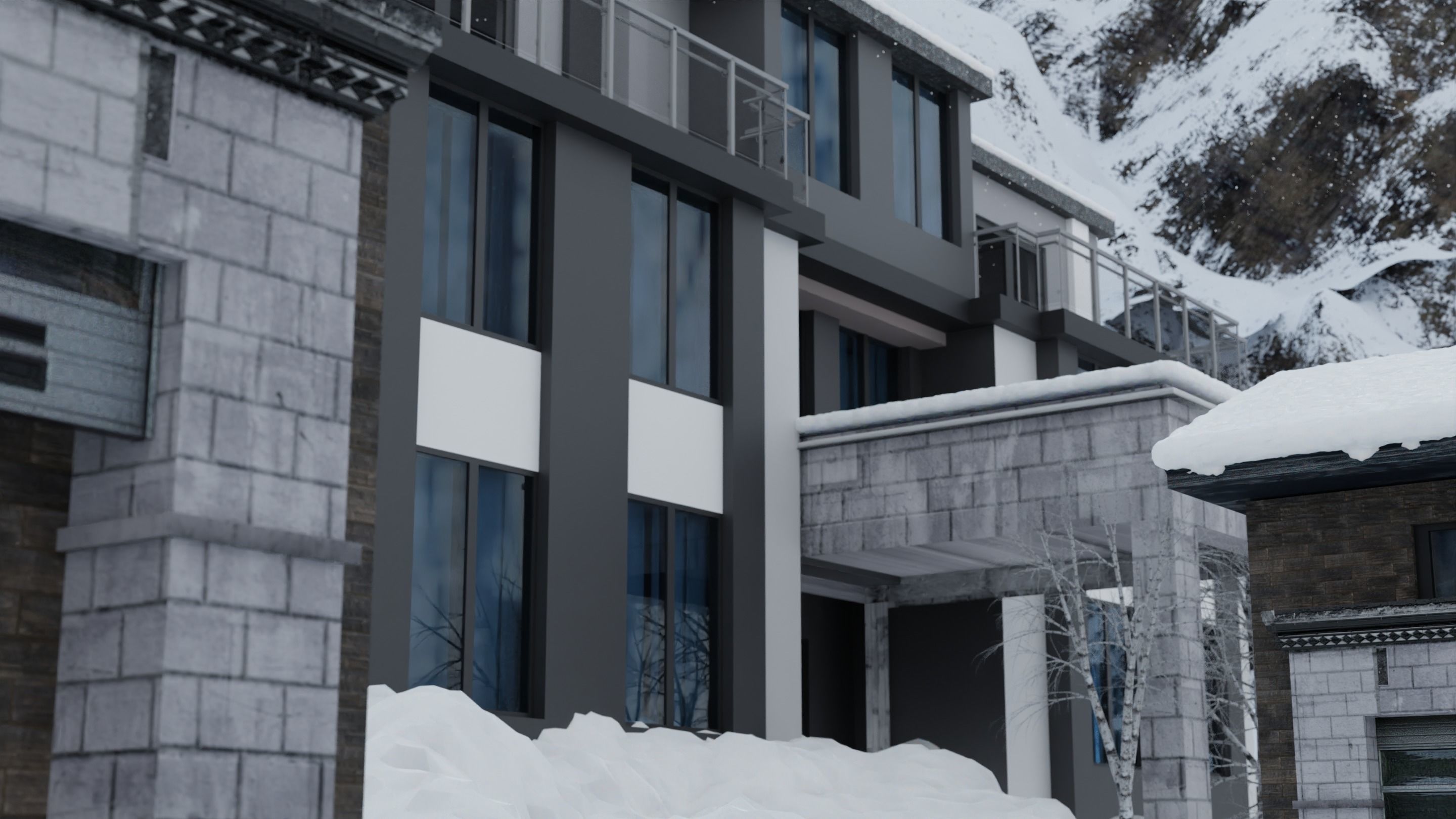 Automotive Snow Render Scene 3D Blender File Textured 3D model_10