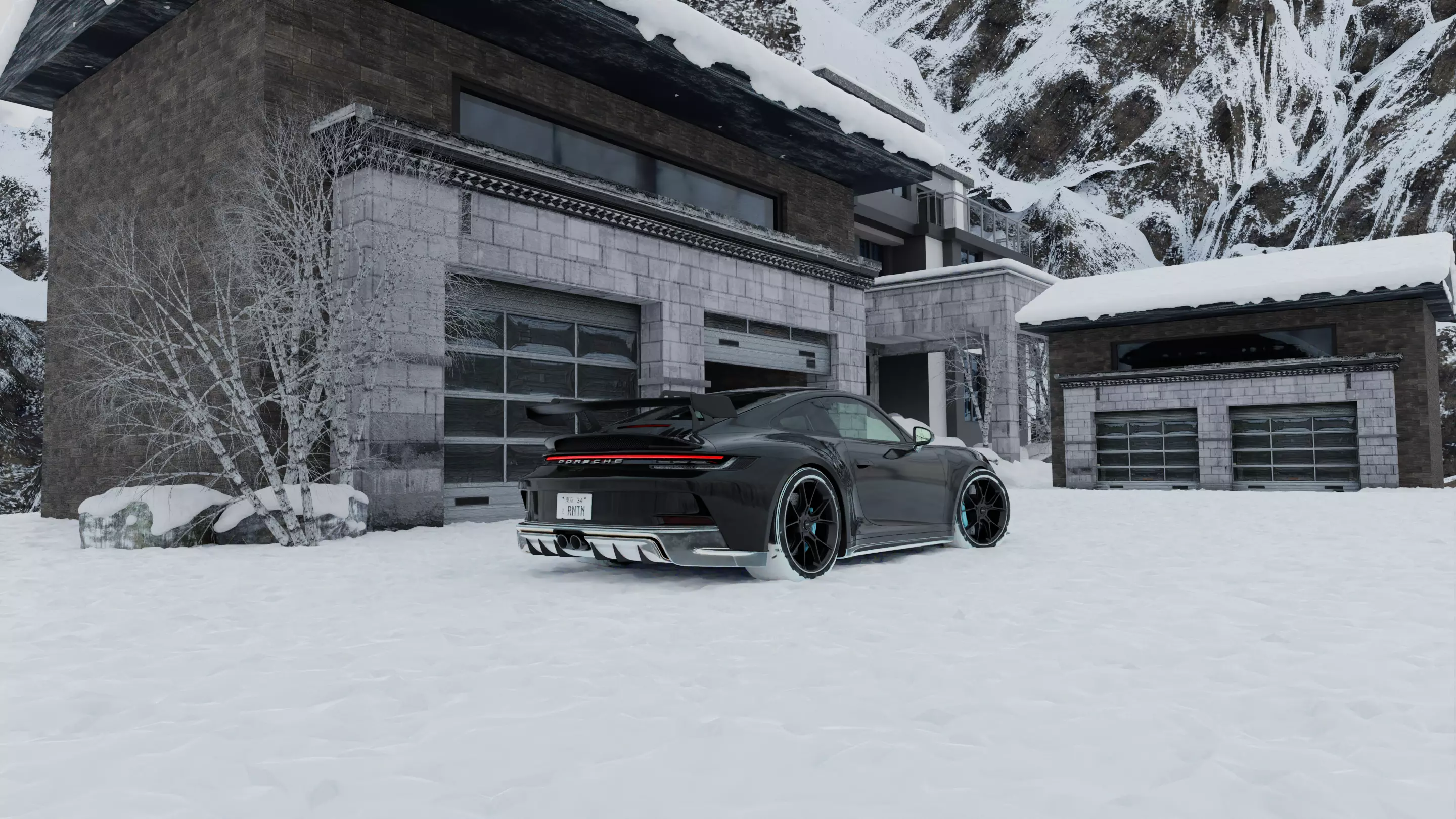 Automotive Snow Render Scene 3D Blender File Textured 3D model_0