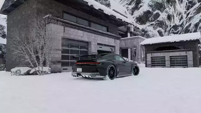 Automotive Snow Render Scene 3D Blender File Textured  3D model