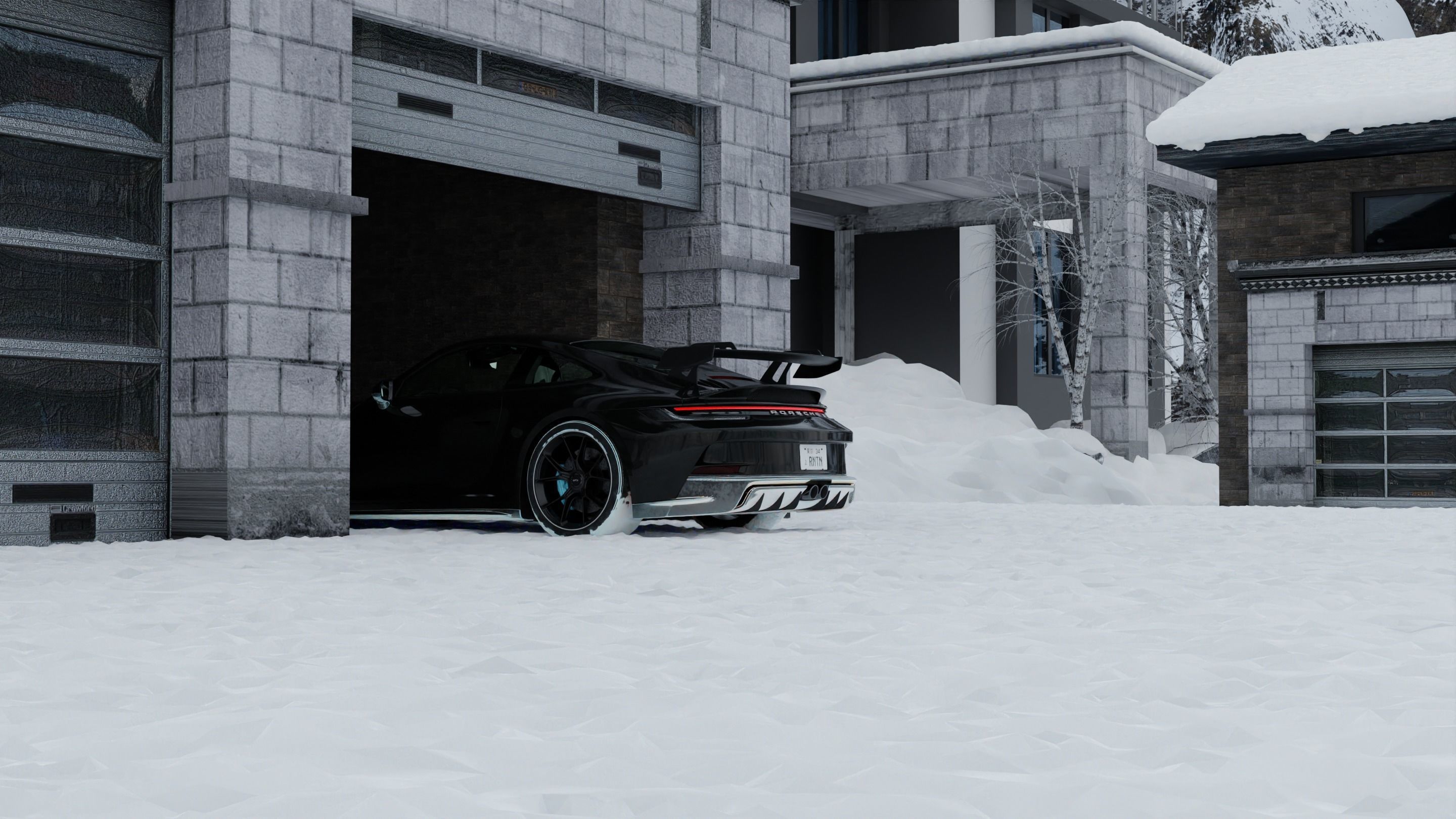 Automotive Snow Render Scene 3D Blender File Textured 3D model_4