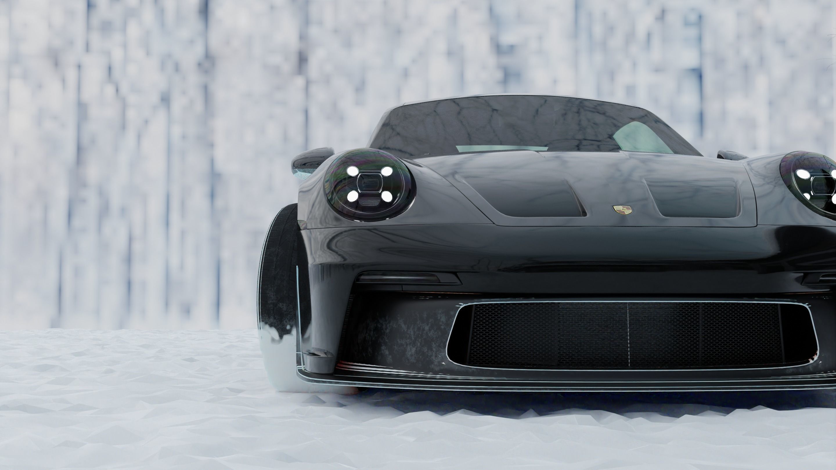 Automotive Snow Render Scene 3D Blender File Textured 3D model_2