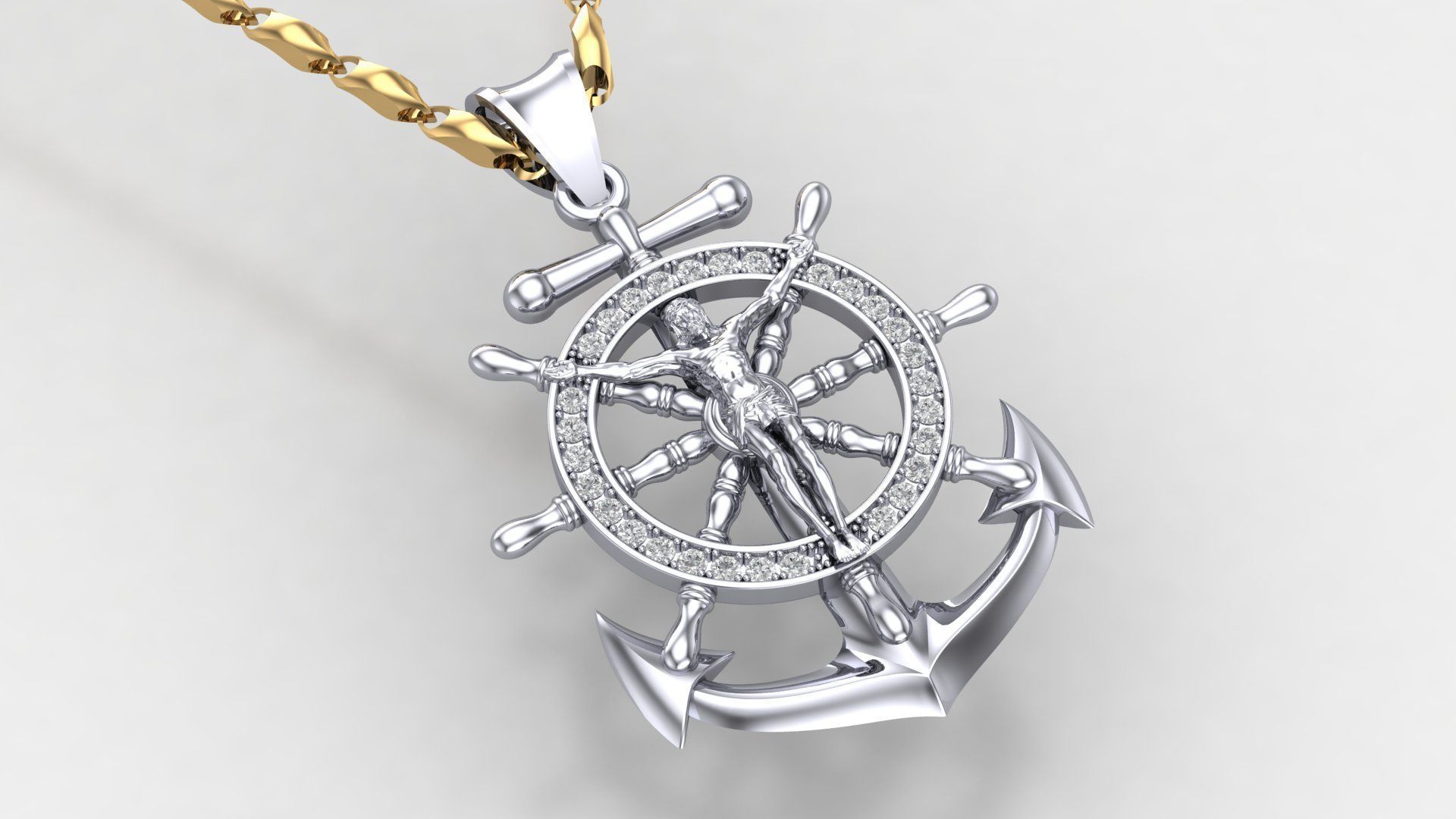 Anchor Cross Jesus D2 3D print model_2