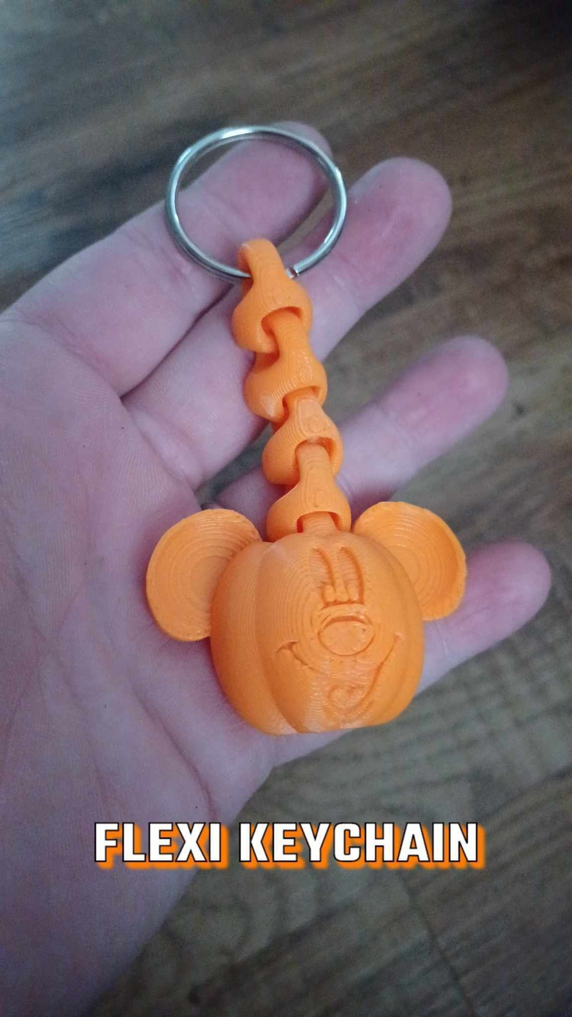 Flexi mickey mouse pumpkin Keyring  3D print model_1