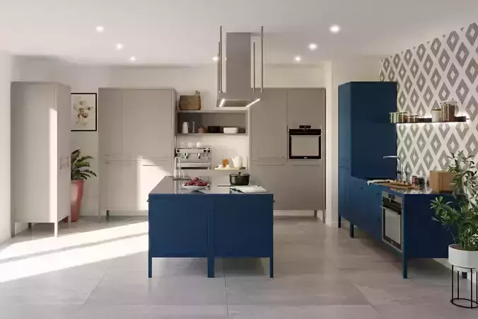 Mini Kitchen - Fantin Frame Kitchen with island 3D model