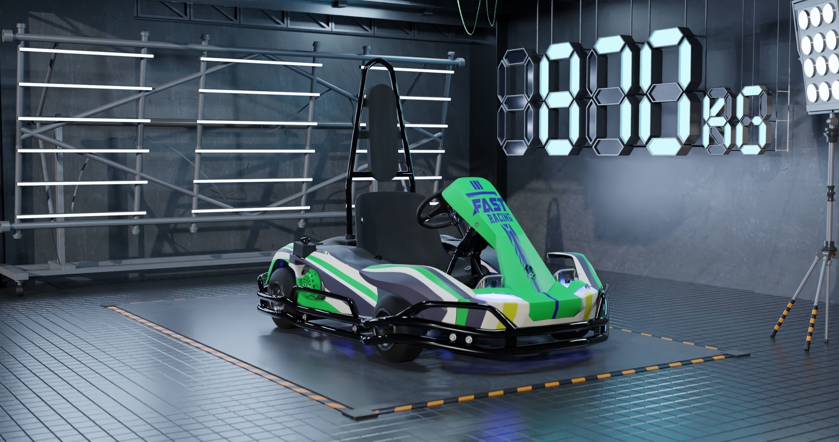 3D Petrol Powered Go- Kart with Roll Bar 3D model_2