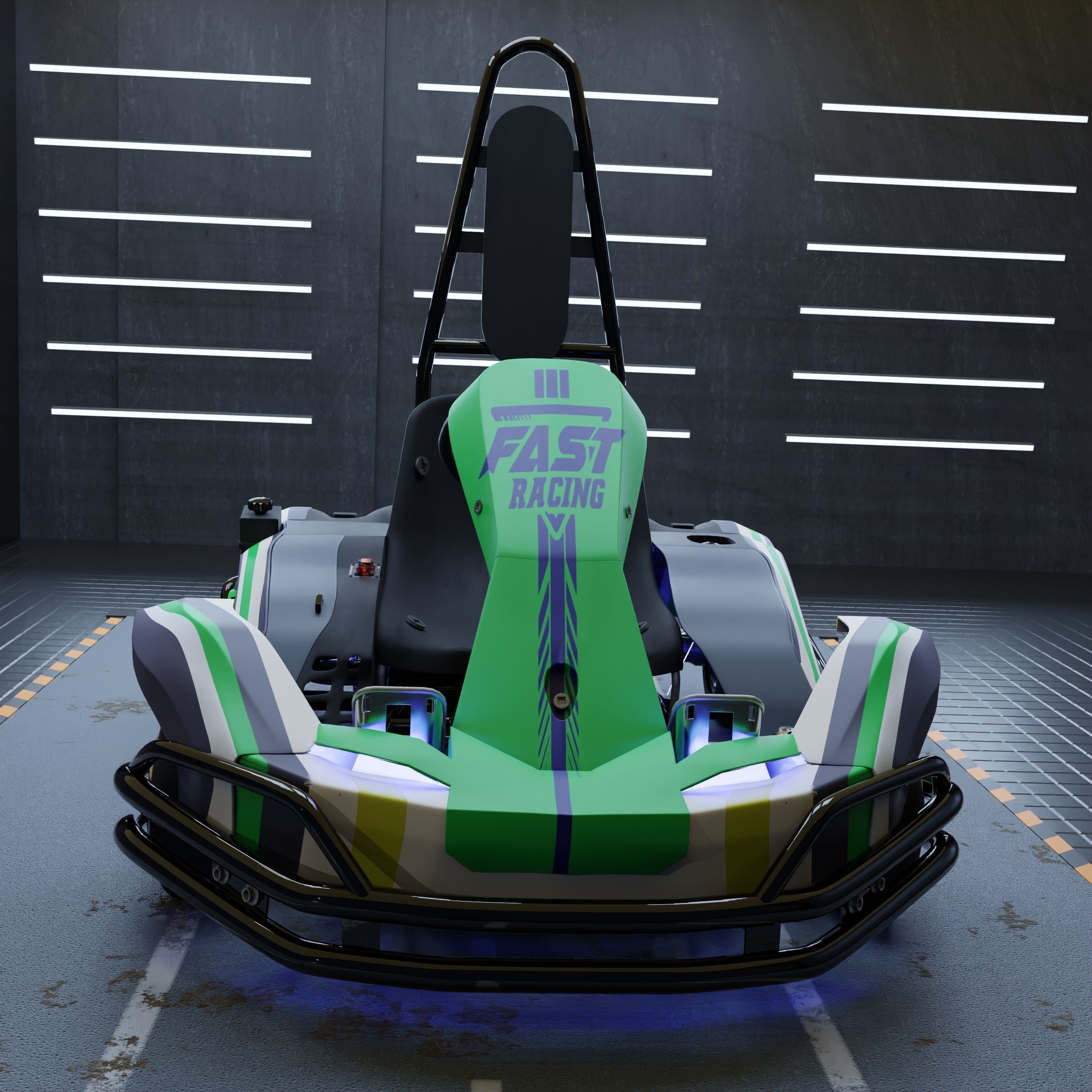 3D Petrol Powered Go- Kart with Roll Bar 3D model_5
