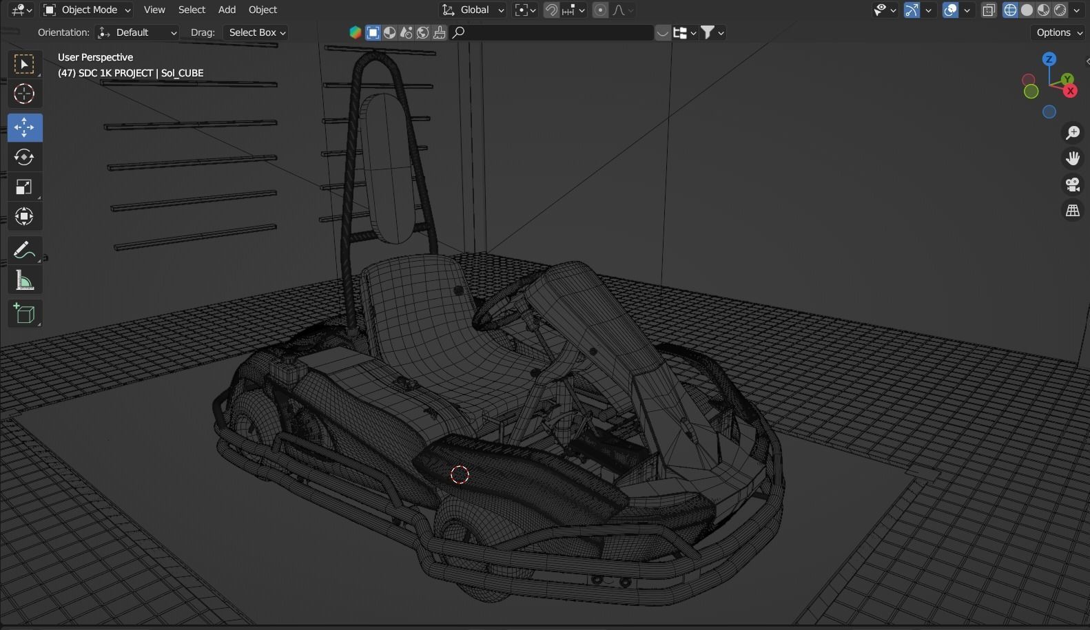 3D Petrol Powered Go- Kart with Roll Bar 3D model_3