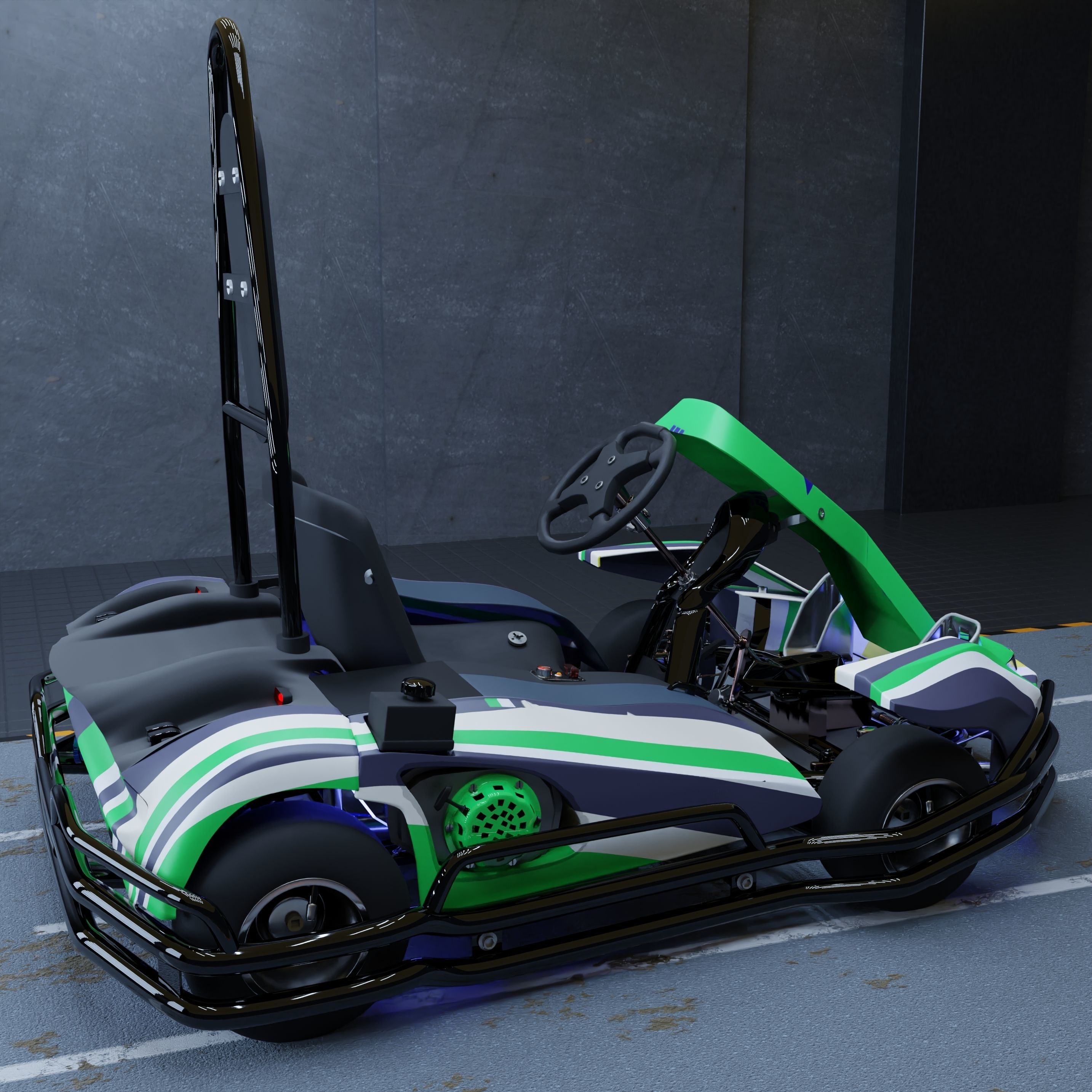 3D Petrol Powered Go- Kart with Roll Bar 3D model_6