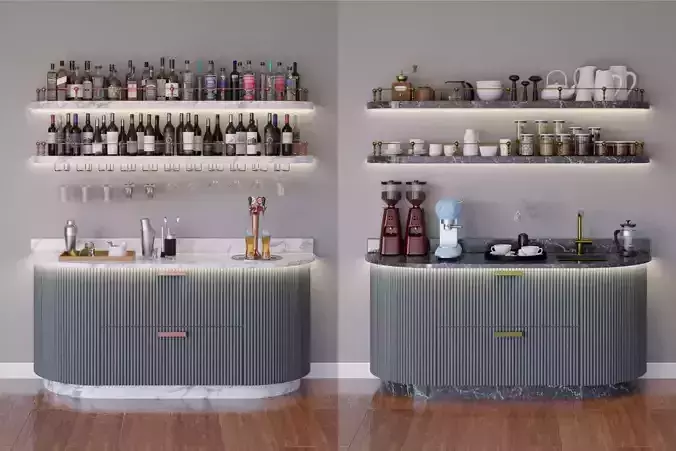 Home bar corner and coffee corner  3D model