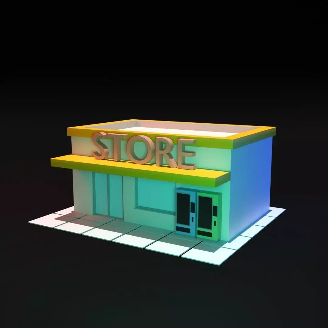 Small convenience store 3D model_0