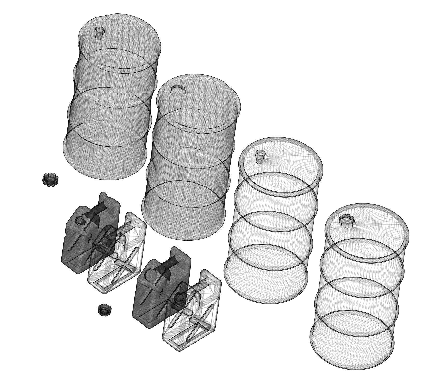 Diorama accessories scale 1 35 new and damaged barrels and tank 3D print model_0