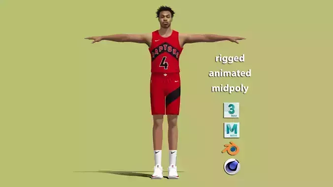 T-Pose rigged Scottie Barnes Toronto Raptors NBA 3D model
