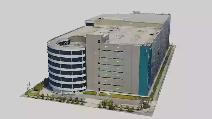 Office Building with Parking Free 3D model