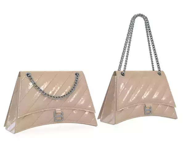 Balenciaga Crush Medium Chain Bag Quilted Biege Low-poly 3D model