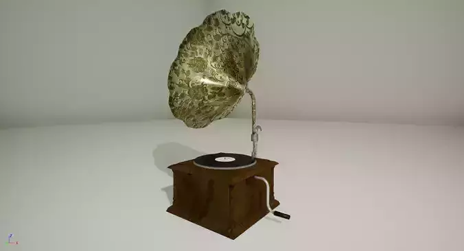 Vintage Vinyl Record Player Low-poly 3D model