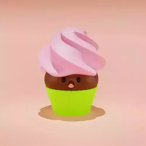 Cute cupcake character with scared expression