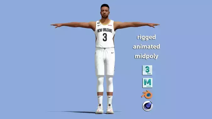 T-Pose rigged CJ Mc Collum New Orleans NBA 