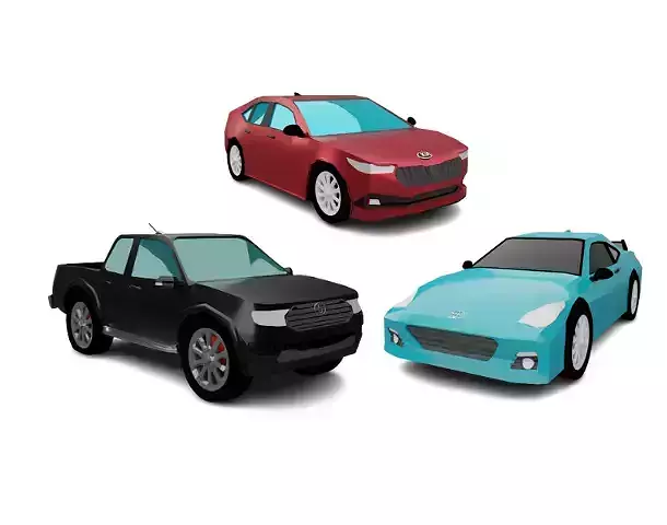 3 Cars Pack Low-poly 3D model