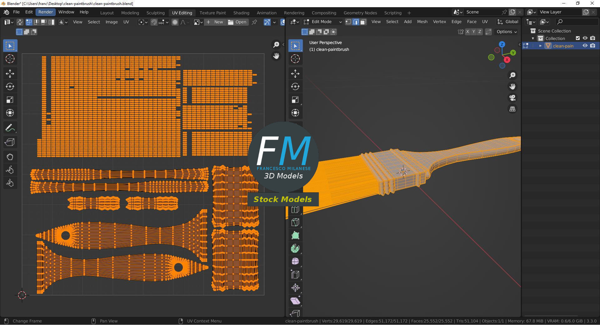 Clean paintbrush 3D model_10