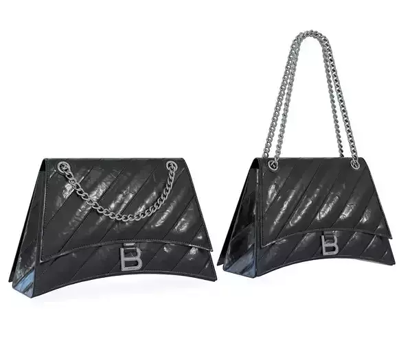Balenciaga Crush Medium Chain Bag Quilted Black Low-poly 3D model