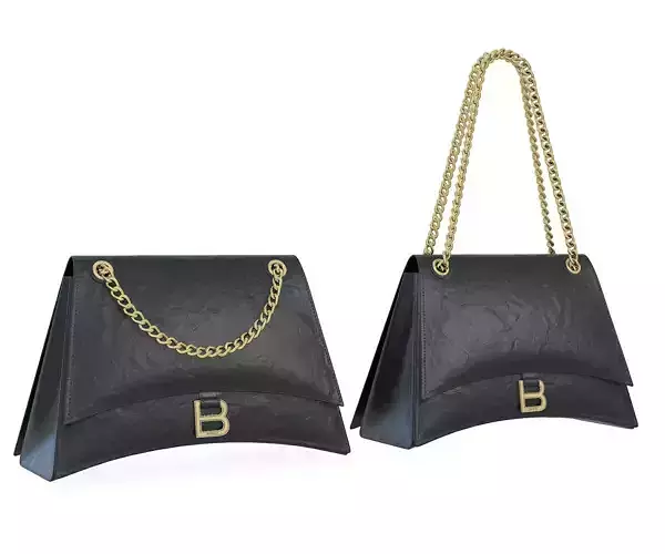 Balenciaga Crush Medium Chain Bag Black Leather Low-poly 3D model