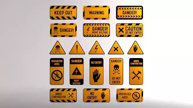 Street Signs Low-poly 3D model