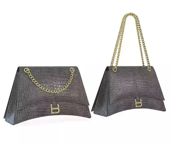 Balenciaga Crush Medium Chain Bag Crocodile Brown Low-poly 3D model