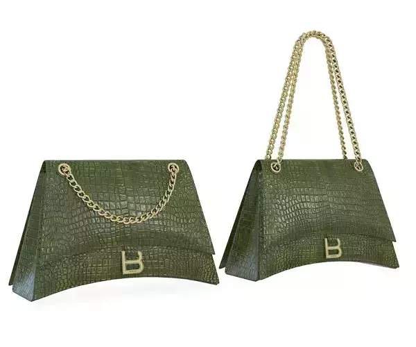 Balenciaga Crush Medium Chain Bag Crocodile Green Low-poly 3D model