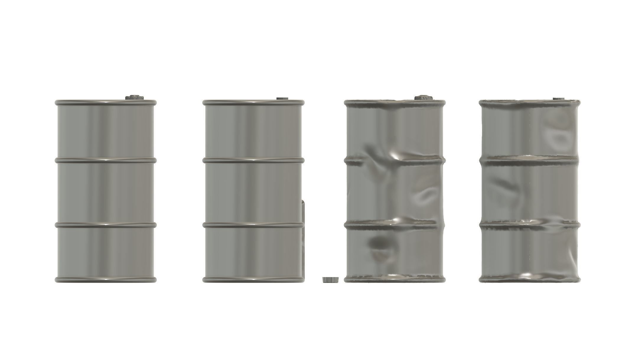 Diorama accessories scale 1 35 new and damaged barrels and tank 3D print model_3