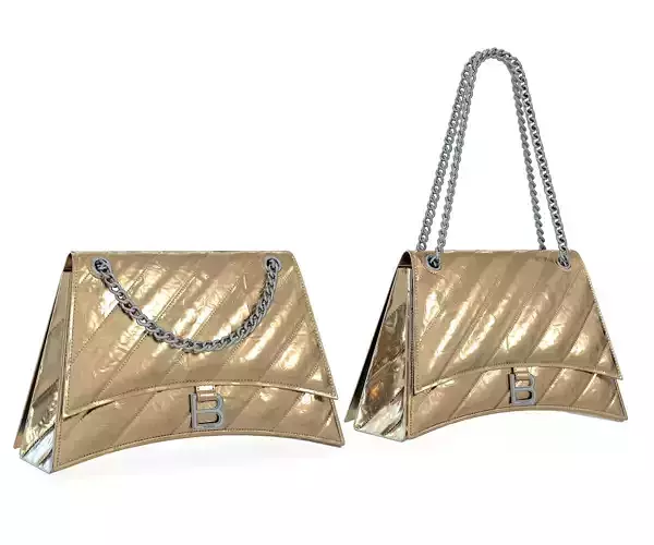 Balenciaga Crush Medium Chain Bag Quilted Gold Low-poly 3D model