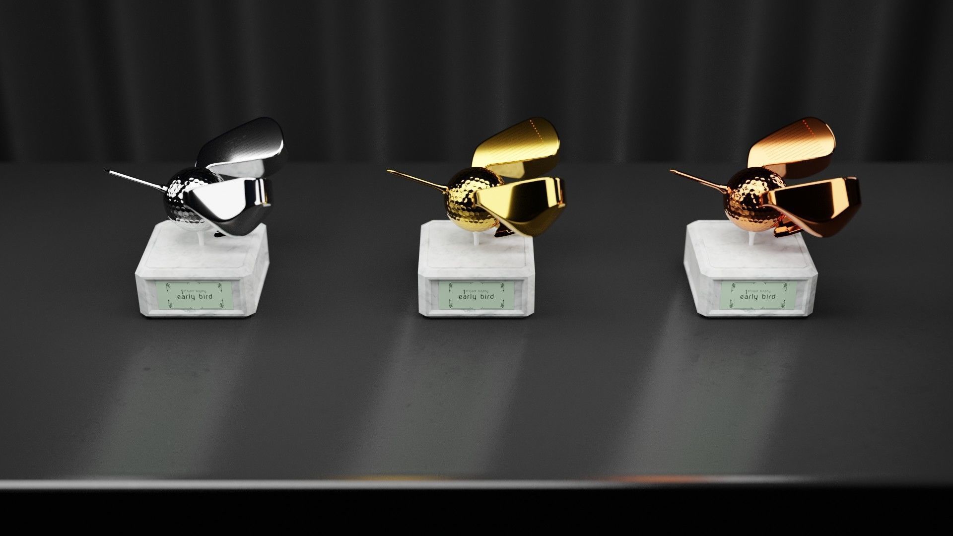 Golf Trophy Bird 3D print model_1