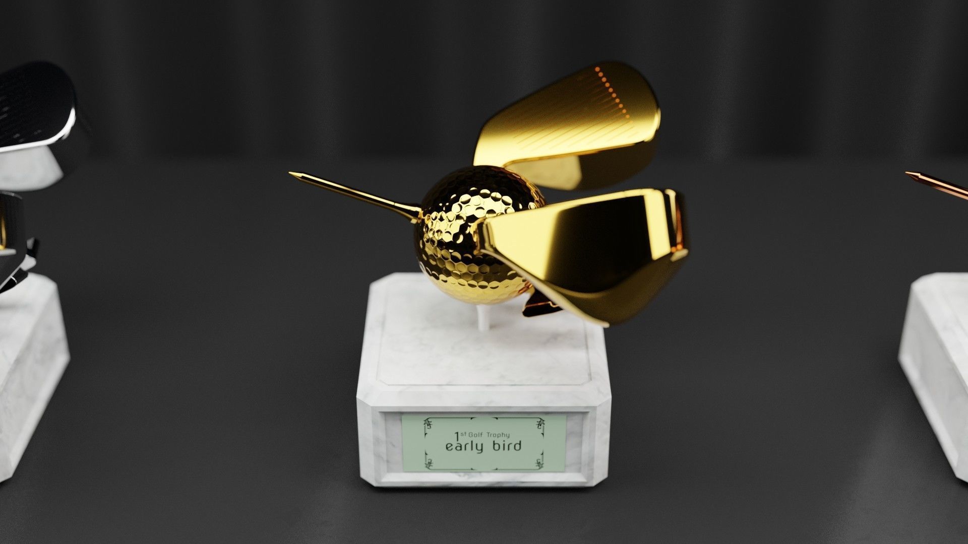 Golf Trophy Bird 3D print model_2