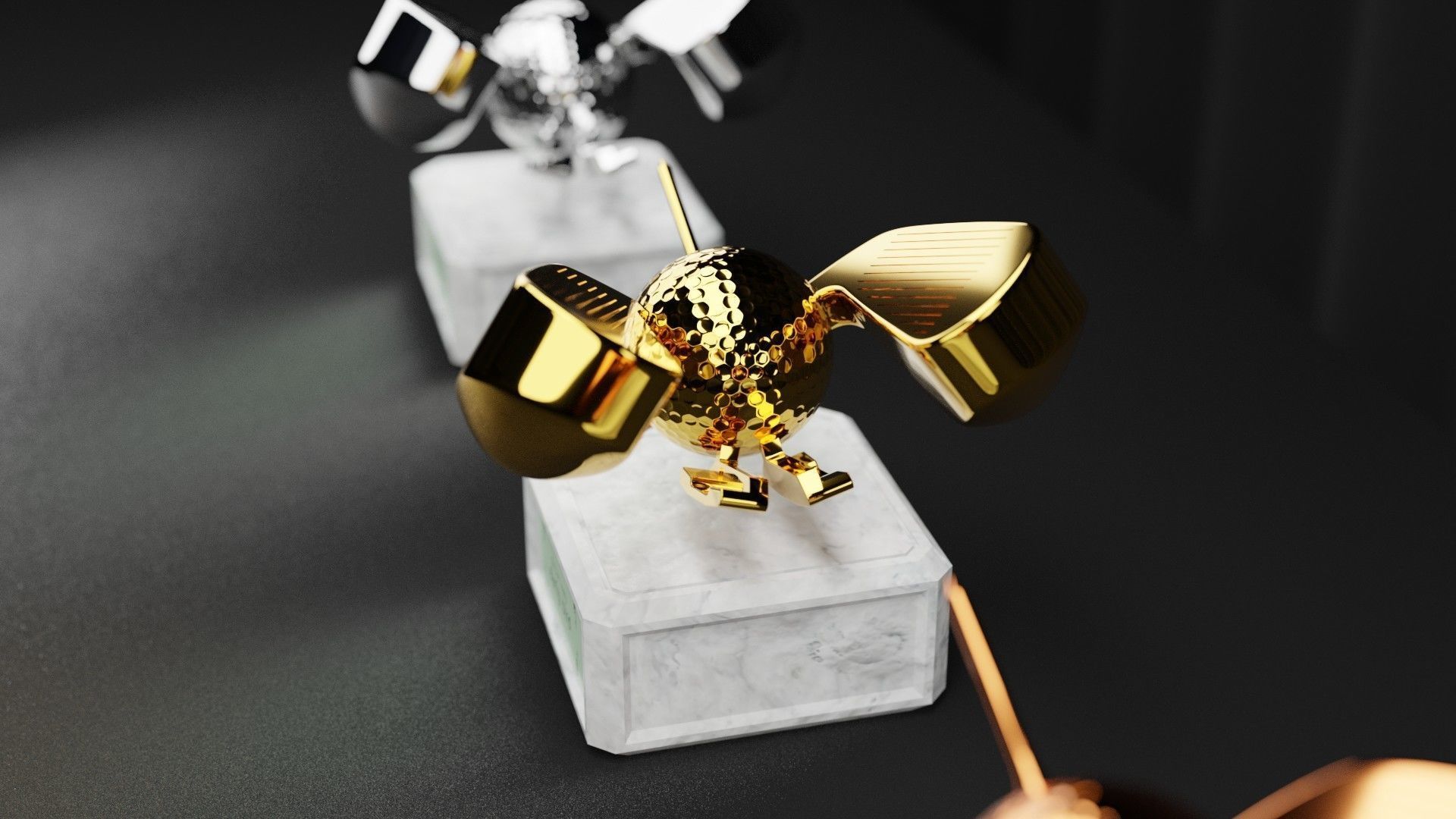 Golf Trophy Bird 3D print model_3