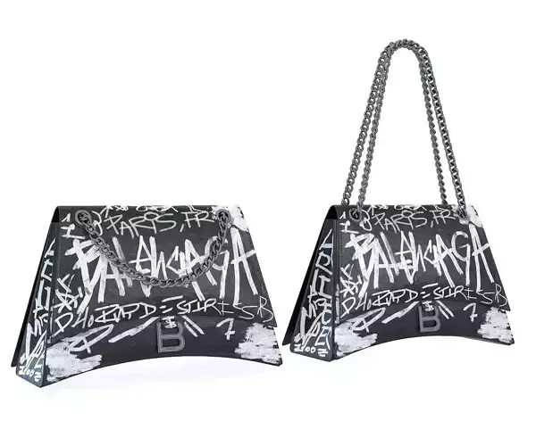 Balenciaga Crush Medium Chain Bag Graffiti Low-poly 3D model