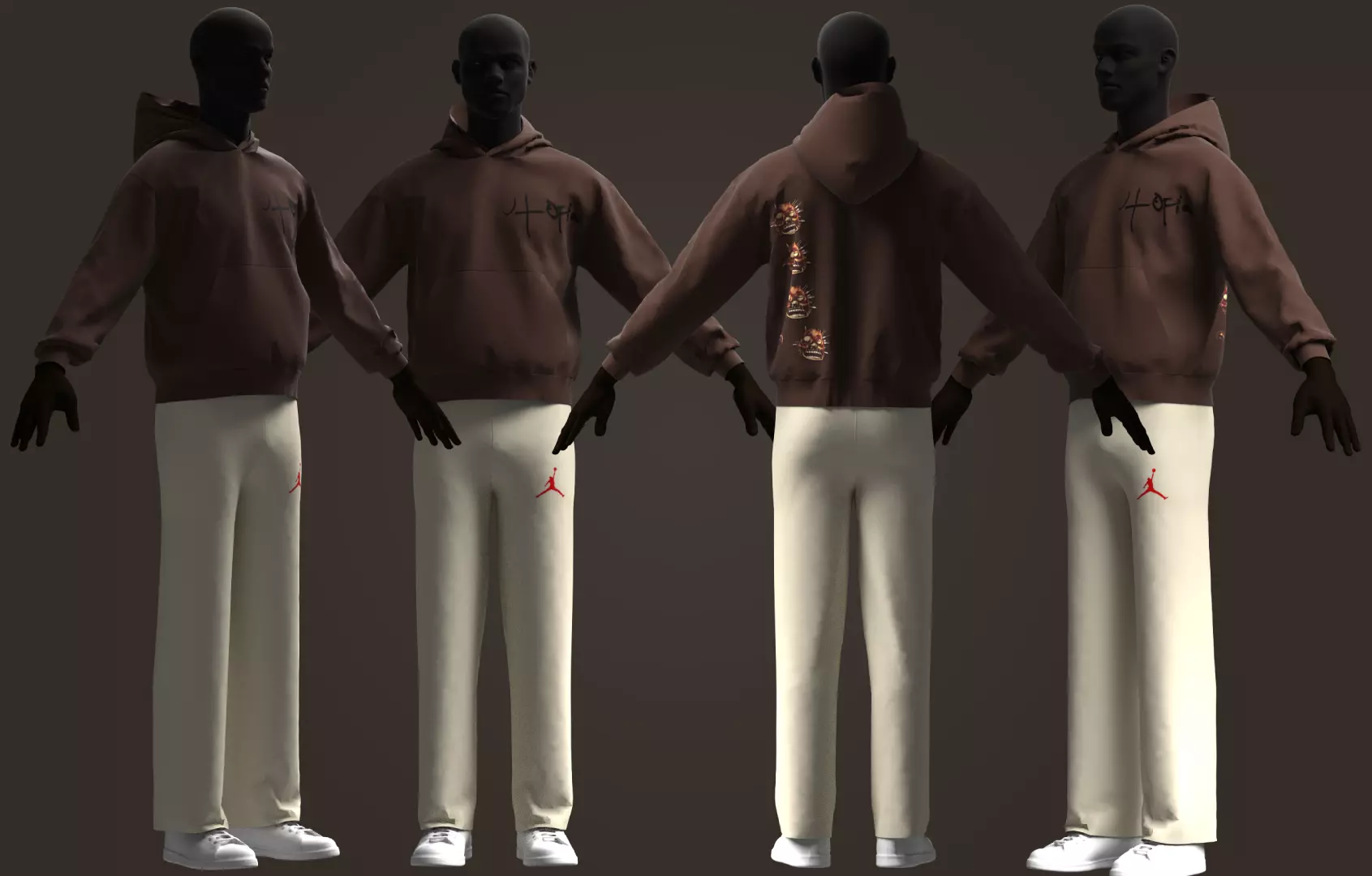 Utopia Hoodie and Jordan pants by Travis Scott 3D model