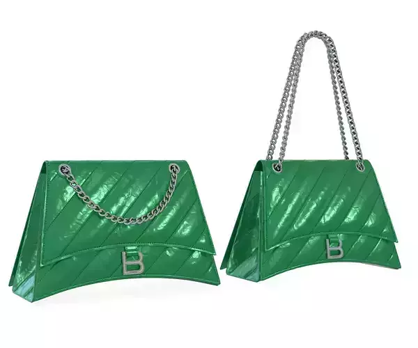 Balenciaga Crush Medium Chain Bag Quilted Green Low-poly 3D model