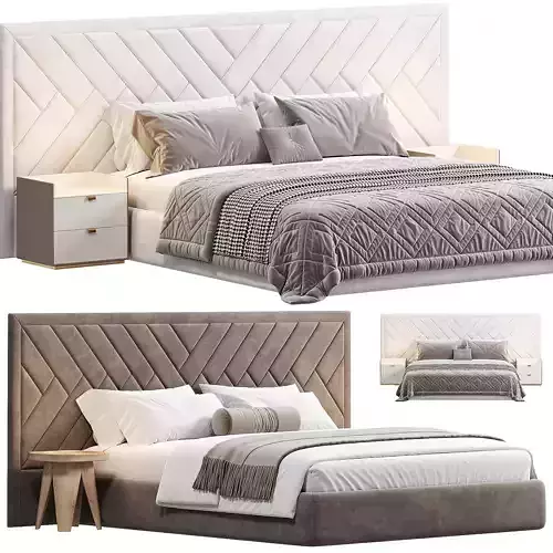 Toronto bed with wide headboard by sensorsleep 3D model