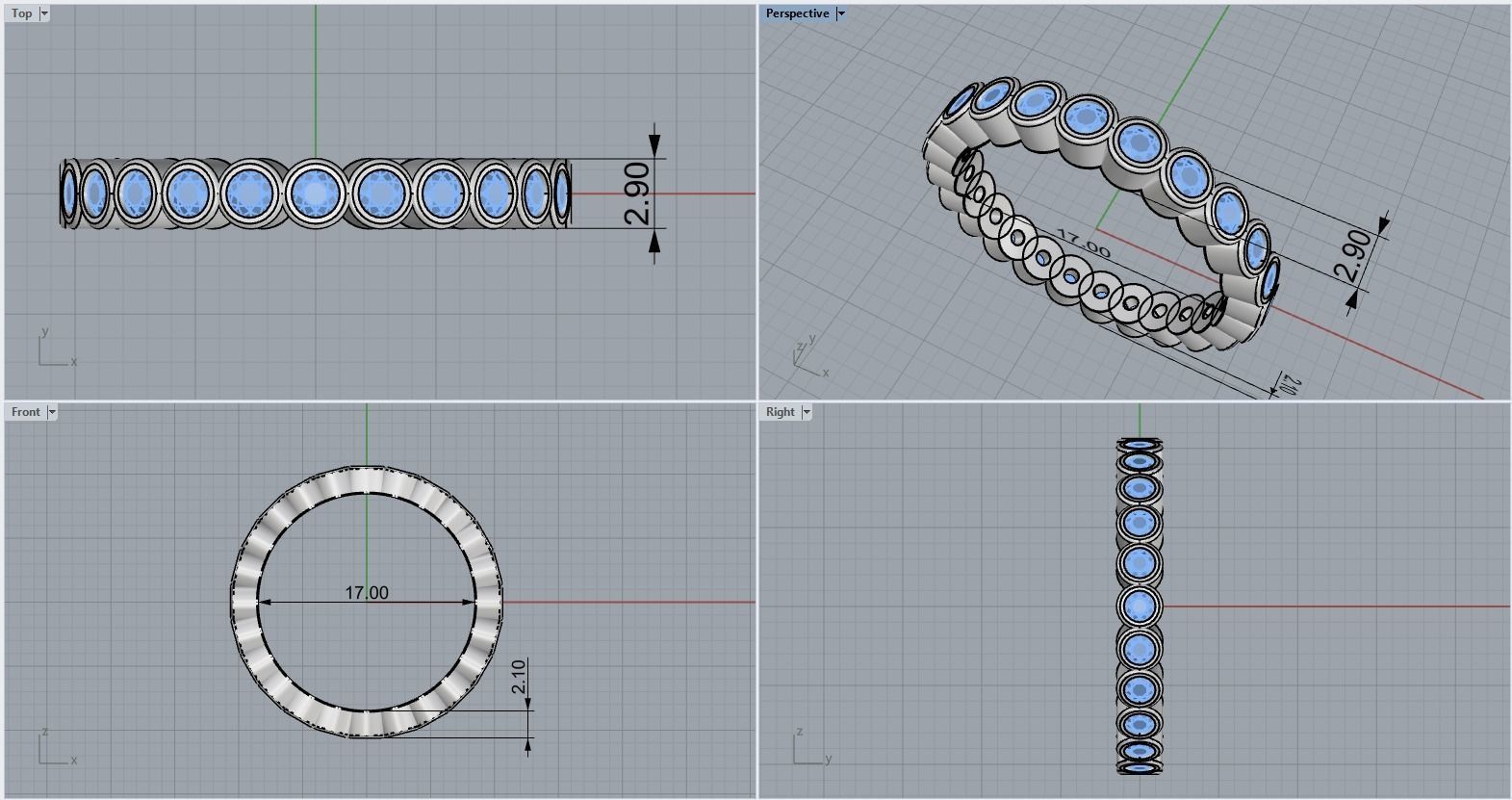 infinity bezel ring size 17  model 371 3D print model_3