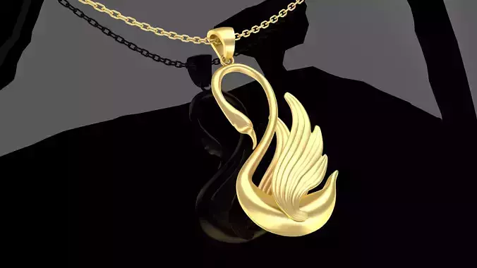 Swan Sculpture Pendant Jewelry Gold