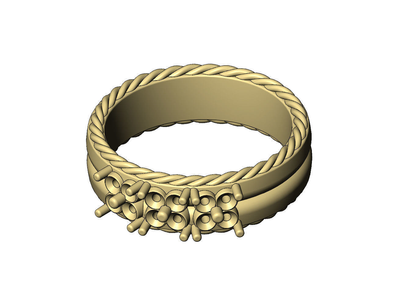 Square diamond clusters split rope sides ring US sizes 7 8 3D print model_8