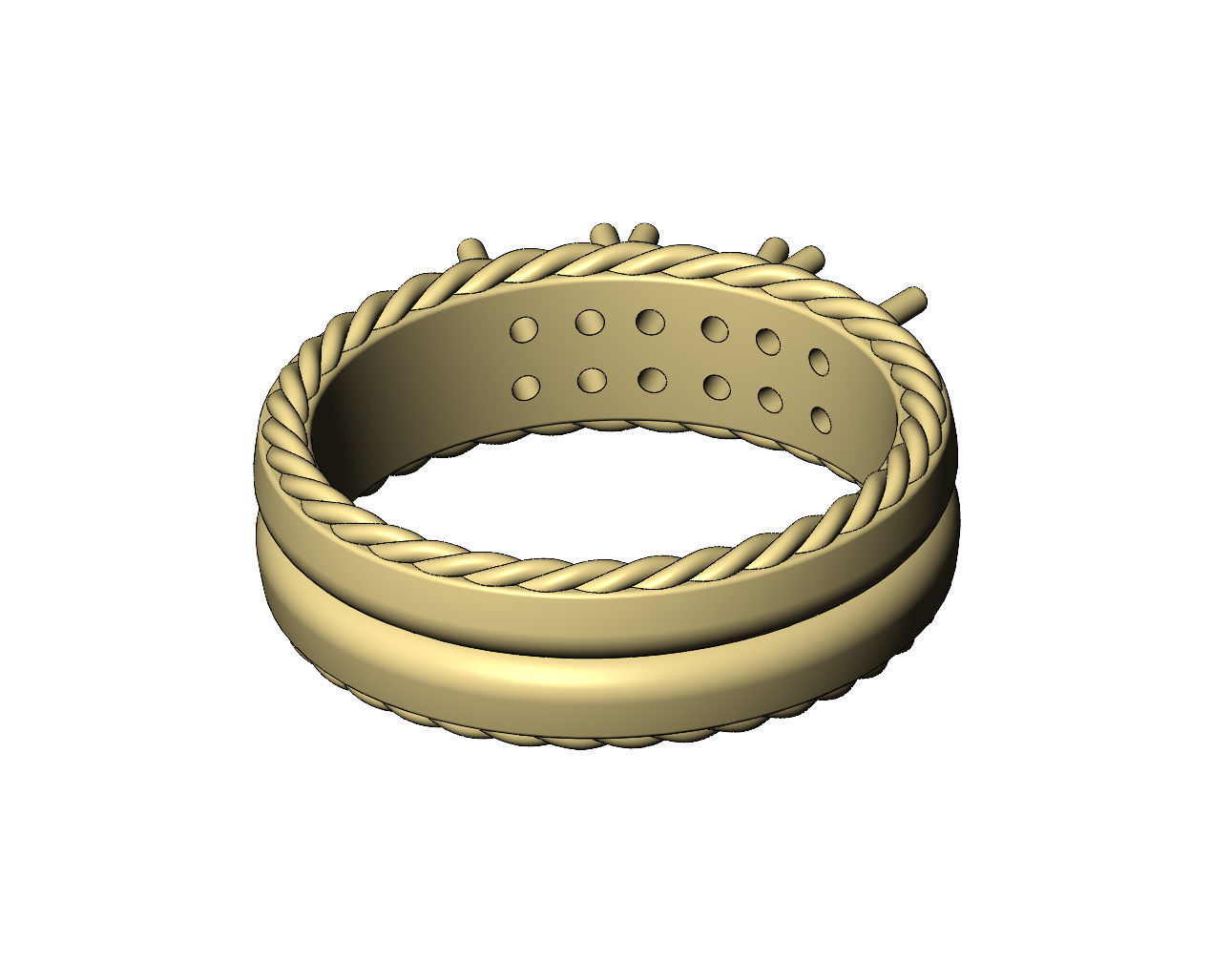 Square diamond clusters split rope sides ring US sizes 7 8 3D print model_9