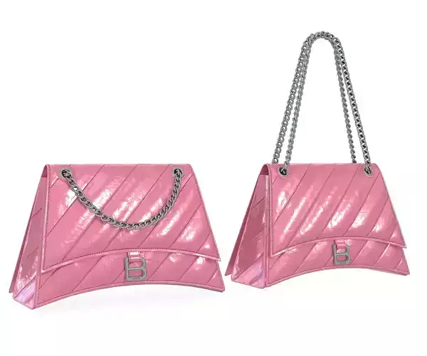 Balenciaga Crush Medium Chain Bag Quilted Pink Low-poly 3D model
