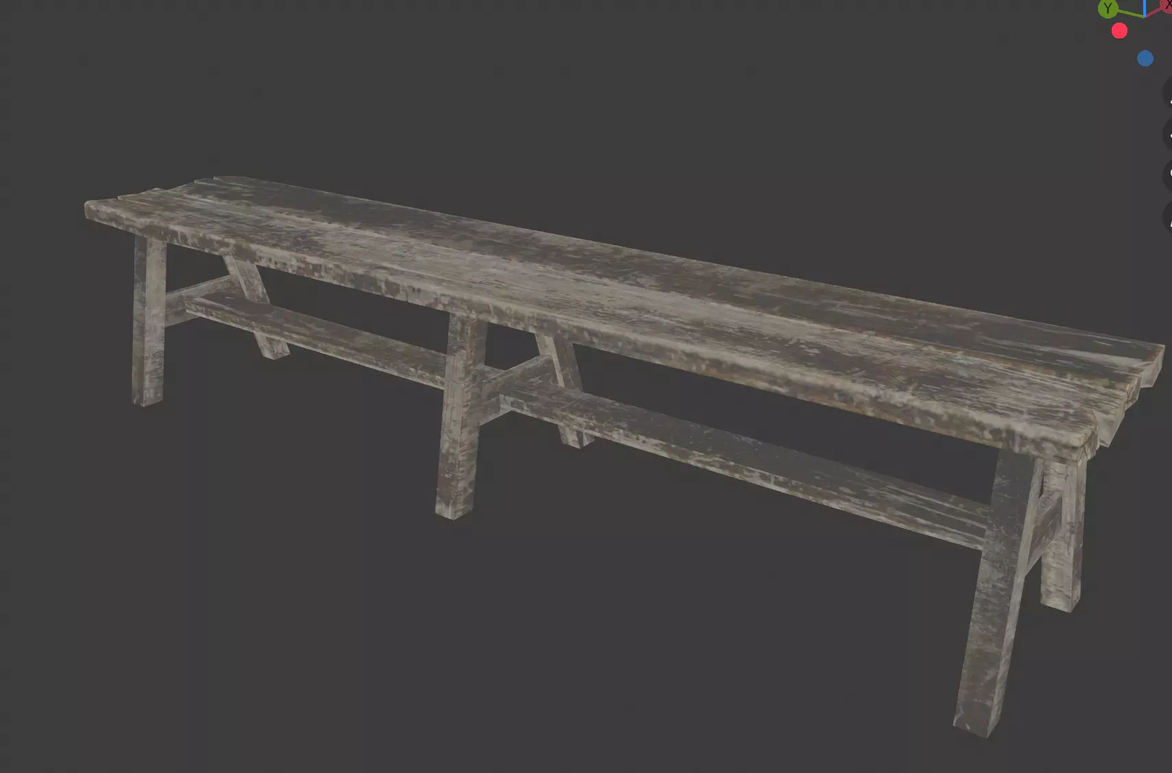 bench chair Low-poly 3D model_0