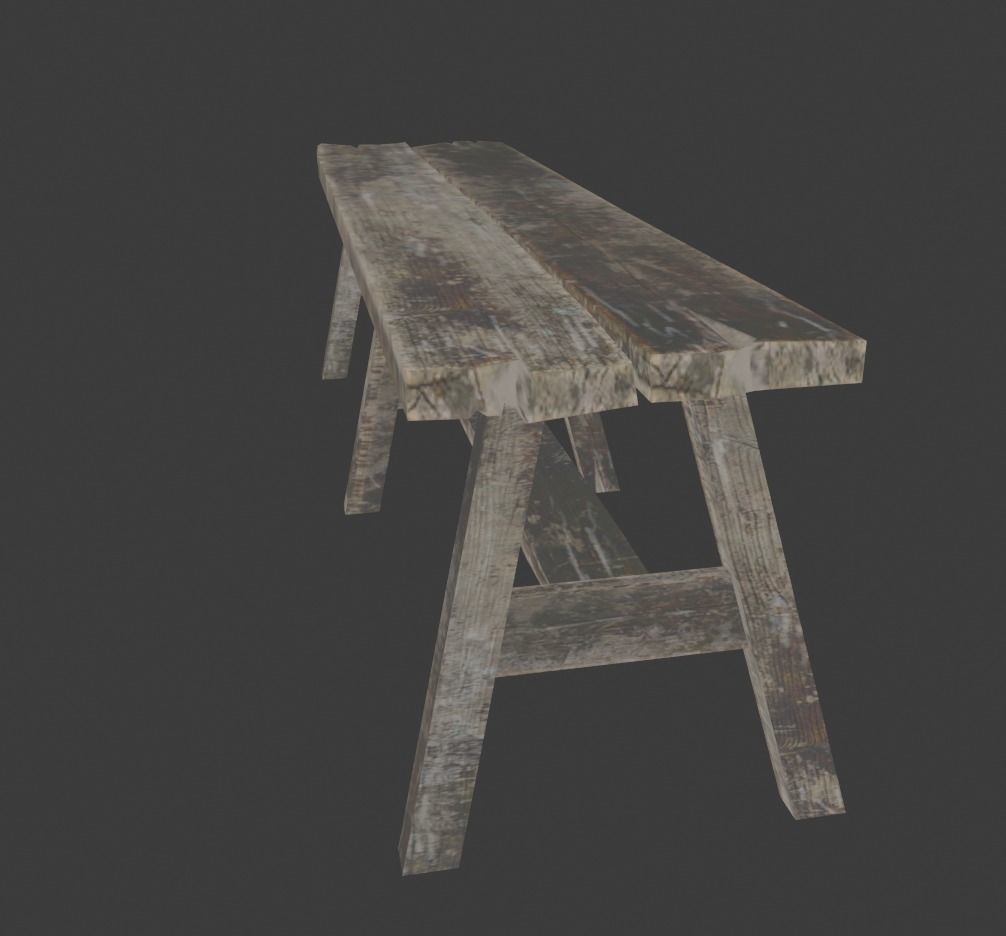 bench chair Low-poly 3D model_1