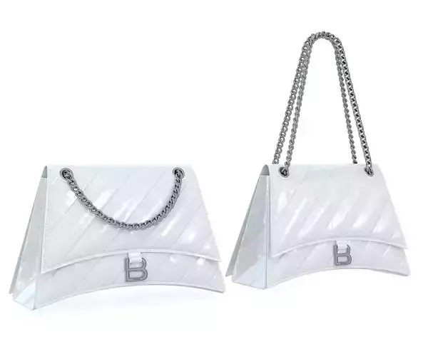 Balenciaga Crush Medium Chain Bag Quilted White Low-poly 3D model