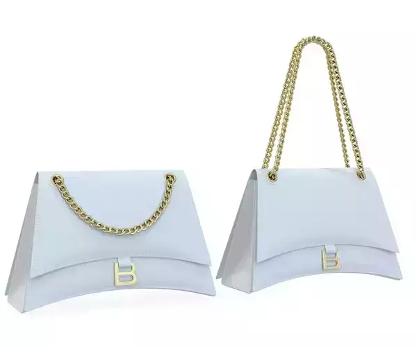 Balenciaga Crush Medium Chain Bag White Leather Low-poly 3D model