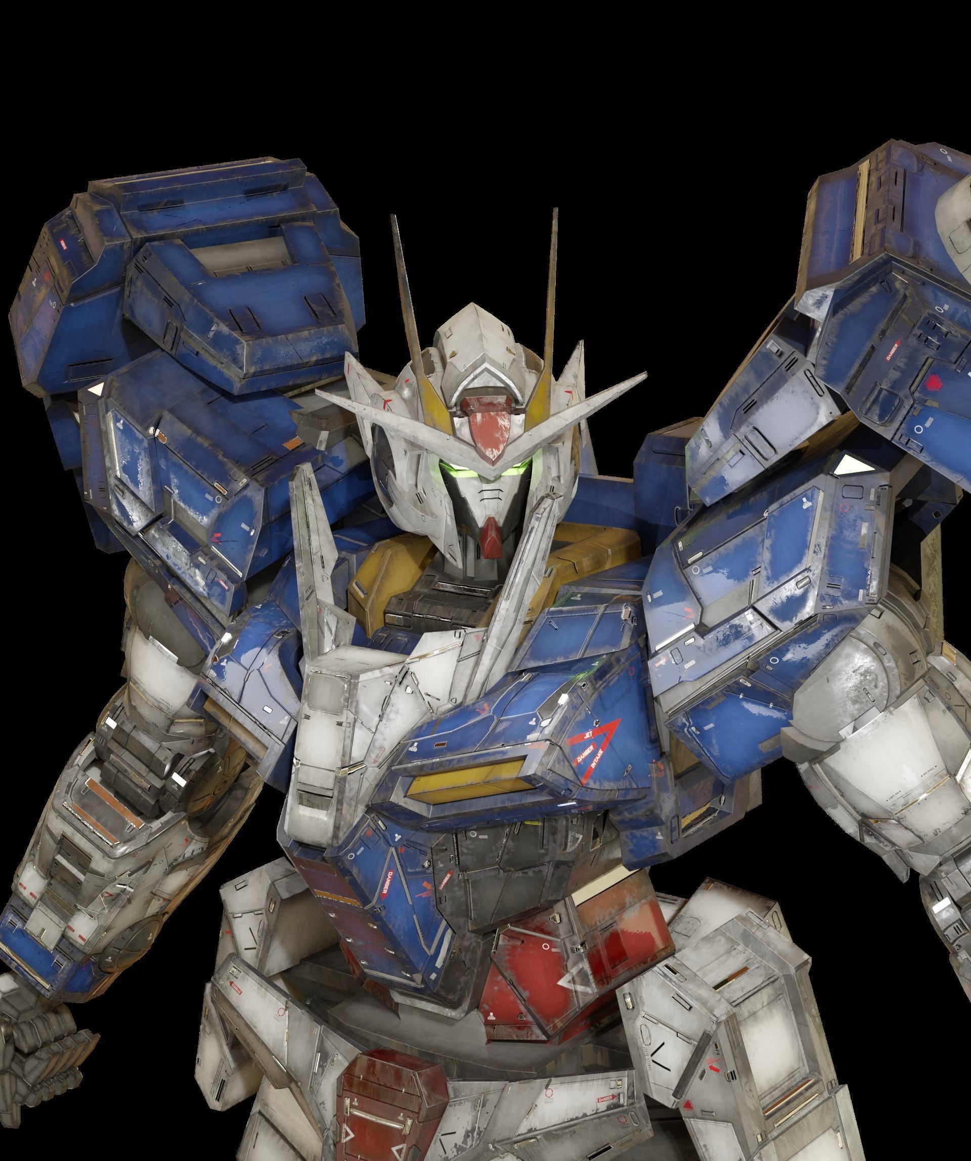 Reallistic OO GUNDAM 3d model rigged game ready Low-poly 3D model_12